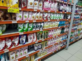 Jombang, East Java, Indonesia, 2022 - Rows of liquid bath soaps from various well-known brands in Indonesia and are halal. portrait display of personal care products in a shopping mall. photo