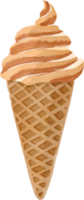 chocolate ice cream cone watercolor painted png