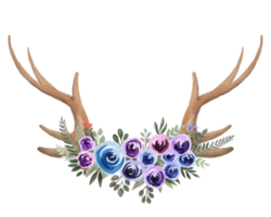 watercolor antler and flower png