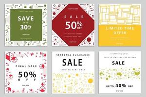 Set of promotion banners for social media sale. vector