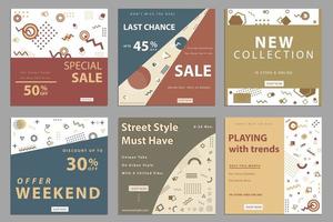 Set of promotion banners for social media sale. vector