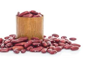 Kidney  beans in wood cup on white background photo