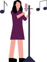 The girl is recording a song. vector