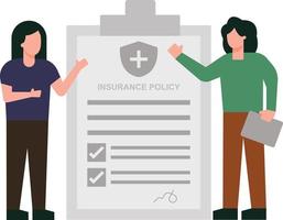 A girl is standing with an insurance policy document. vector