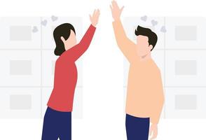 Couple giving high fives. vector