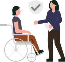 The disabled woman had taken out her own health insurance. vector