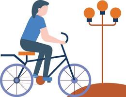 The girl is riding a bicycle. vector