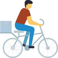 A boy is going to deliver a package on a bicycle. vector