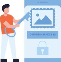 The boy has the access key. vector