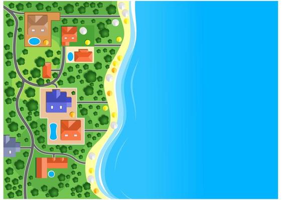 Houses on the sea coast