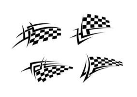 Tribal tattoo with racing flag vector