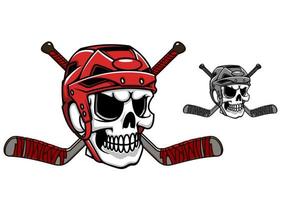 cráneo en casco de hockey sobre hielo vector