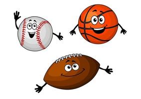 pelotas de béisbol, baloncesto y rugby vector