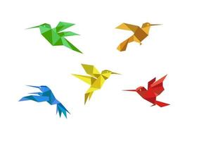 Origami hummingbirds set vector
