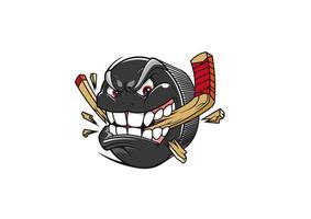 Hockey puck break hockey stick vector