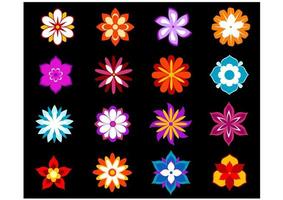 conjunto de flores y flores de colores vector