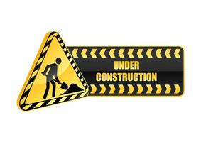 Under construction icon and warning sign vector