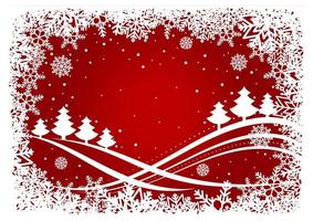 Christmas background with pines and snowflakes vector