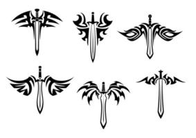 Tribal tattoos with swords and daggers vector