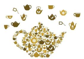 Teapots and cups of tea vector