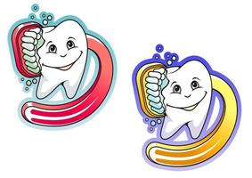 Cartoon toothbrush and paste vector