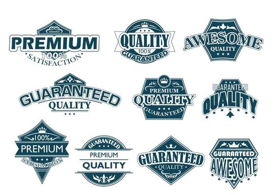 Labels set denoting Premium Quality