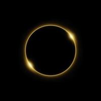 Solar eclipse in golden light in black background. photo