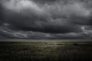 empty grassland and storm photo