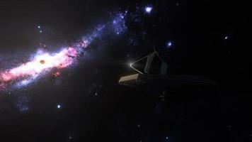 james webb space telescope orbiting near black hole 3d illustration photo