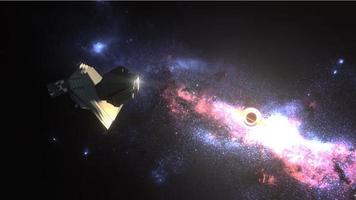 james webb space telescope orbiting near black hole 3d illustration photo