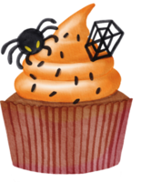 cupcake de halloween bonito em aquarela png