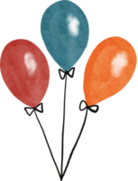 ballon coloré peint à l'aquarelle png