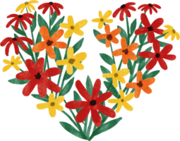 marco floral del corazón del día de san valentín acuarela con flores de colores png