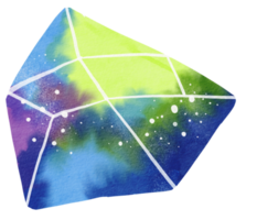 Watercolor painted crystal png