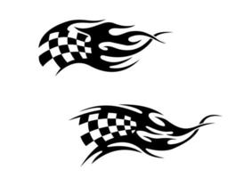 Chequered flag with flames vector