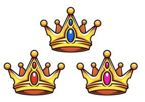 Colden royal crowns with jewelry elements vector