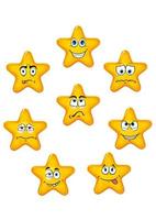 Yellow star icons with different emotions vector