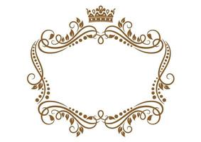 Retro frame with royal crown and flowers vector