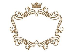 Retro frame with royal crown and flowers vector