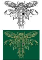 Dragonfly with computer motherboard elements vector