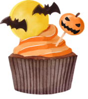 Watercolor painted Halloween Cupcake png