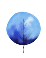 arbre bleu aquarelle png
