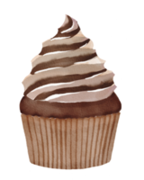 cupcake de chocolate acuarela png