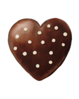 bomba de chocolate em forma de coração pintada em aquarela png