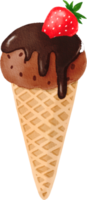 casquinha de sorvete de chocolate pintada em aquarela png