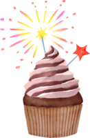 acquerello colorato compleanno Cupcake png