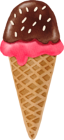 cono de helado de chocolate pintado a la acuarela png