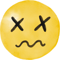 Watercolor hand drawn emoji png