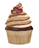 cupcake de chocolate acuarela png