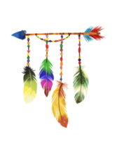 bohemian feather watercolor painted png